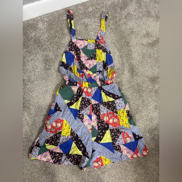 NEW! ANTHROPOLOGIE COREY LYNN CALTER FLORAL PATCHWORK SHORT OVERALLS Small - Picture 15 of 15
